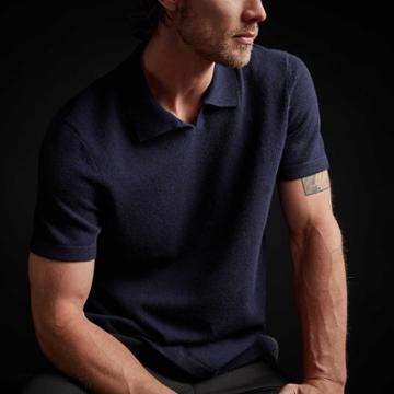 James Perse Recycled Cashmere Short Sleeve Polo