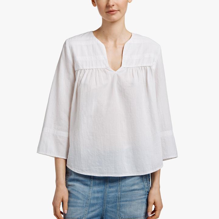 James Perse Beach Pullover Shirt W/ Rose Embroidery
