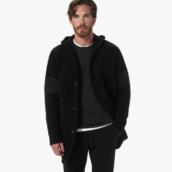 James Perse Striped Hooded Sweater Coat