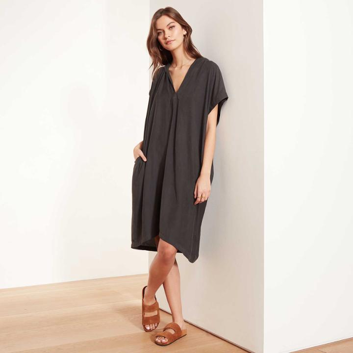James Perse Micro Suede Relaxed Hooded Dress