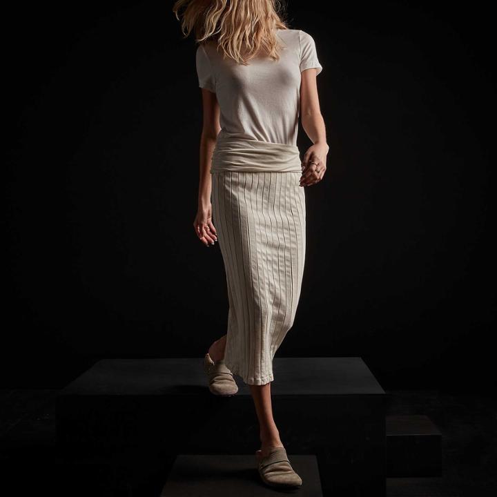 James Perse Fold Over Waistband Rib Skirt