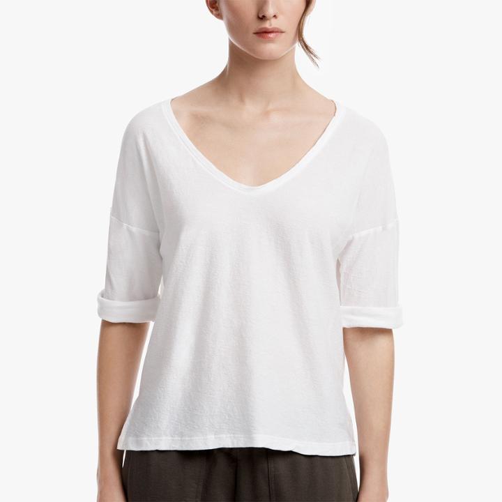 James Perse Crepe Jersey Split Hem Tee