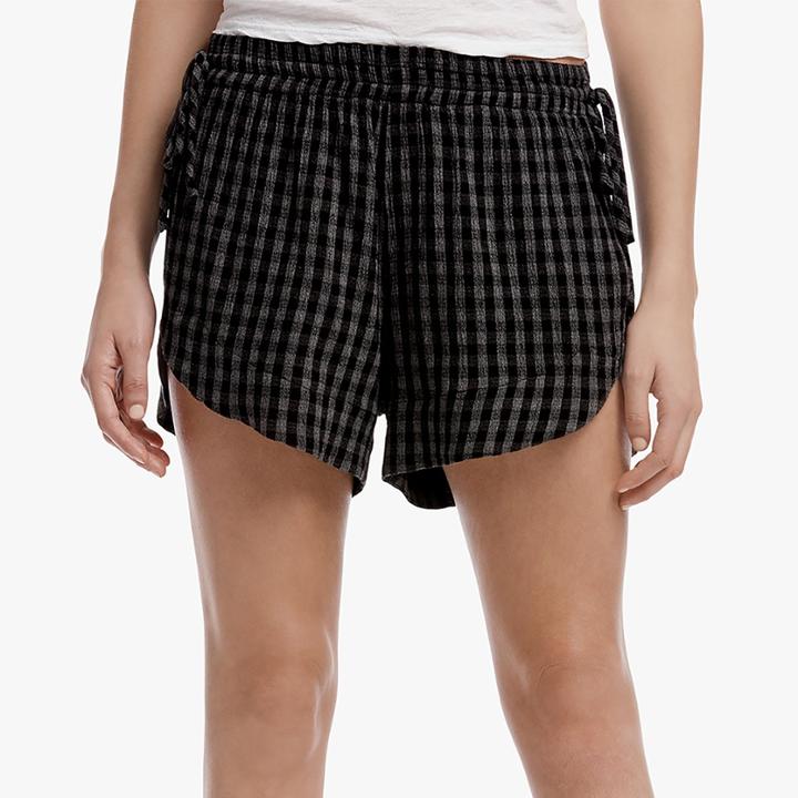 James Perse Plaid Tie Front Short