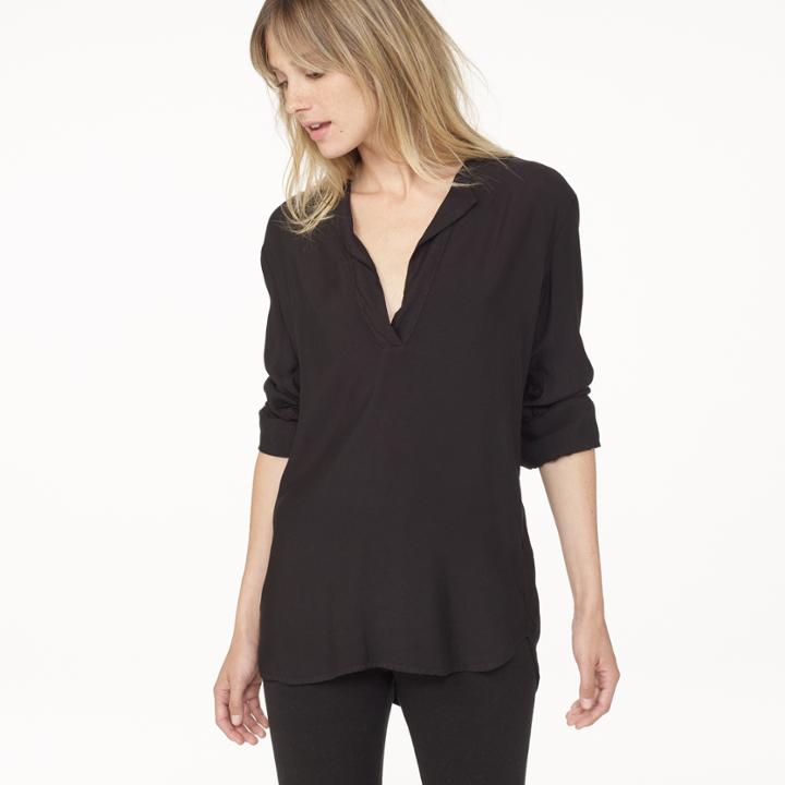 James Perse Sanded Satin Henley Shirt