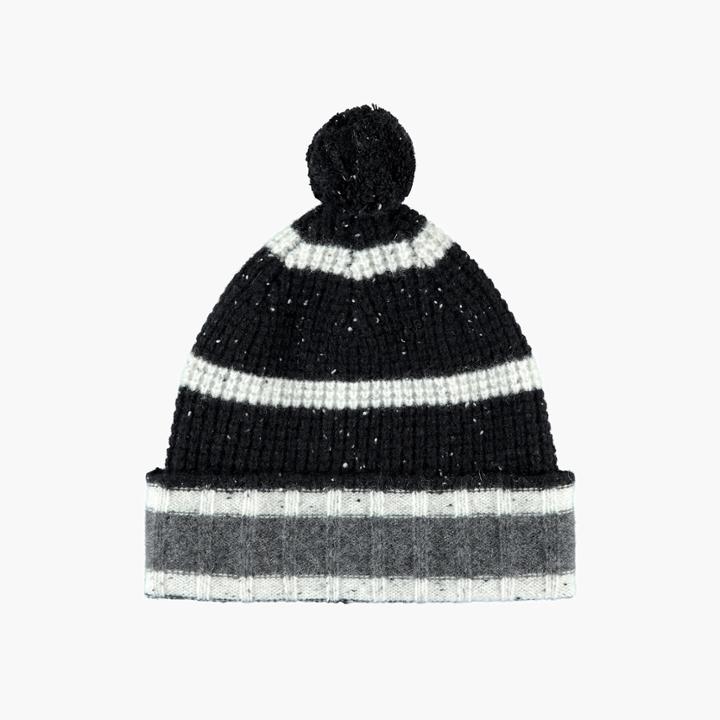 James Perse Striped Cashmere Waffle Knit Beanie