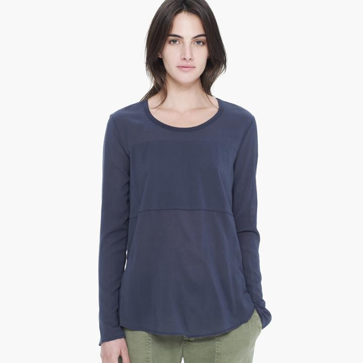 James Perse Seamed Stretch Chiffon Top