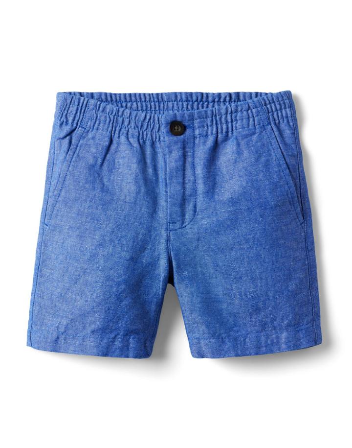 Linen Pull-on Button-front Short