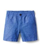 Linen Pull-on Button-front Short