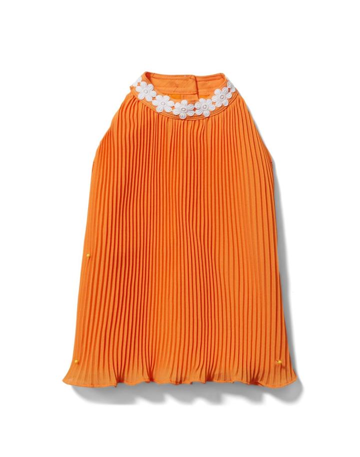 Crochet Trim Pleated Top