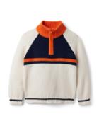 Colorblocked Half Zip Textured Sweater