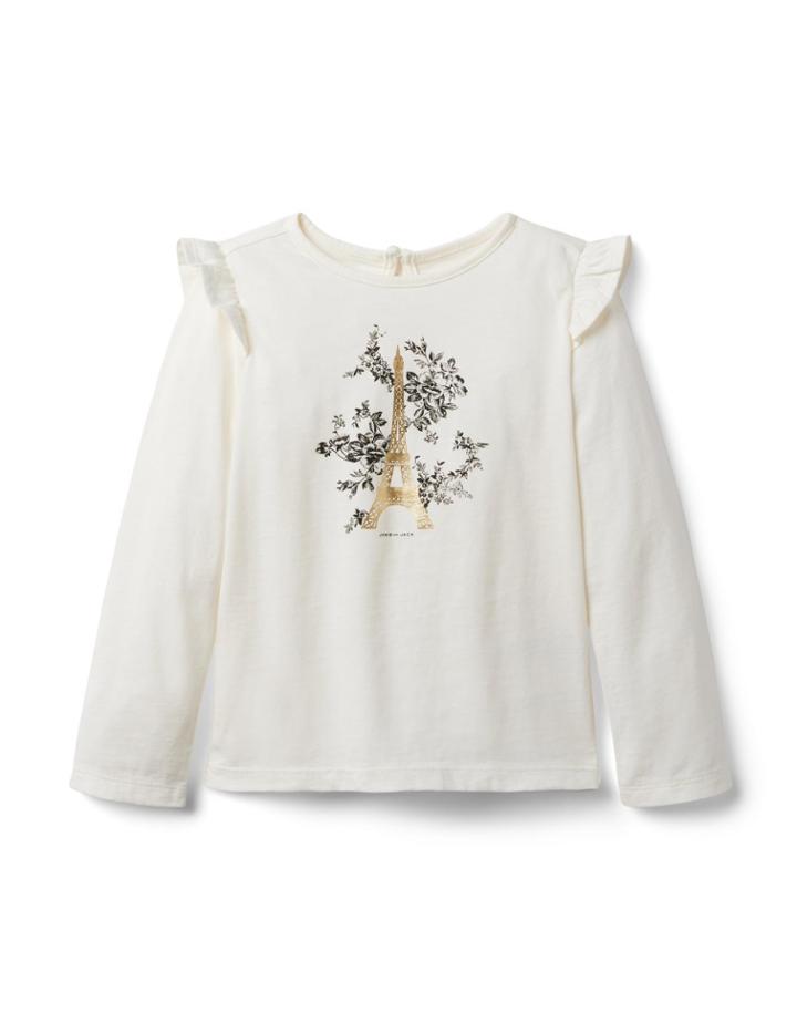 Eiffel Tower Ruffle Shoulder Tee