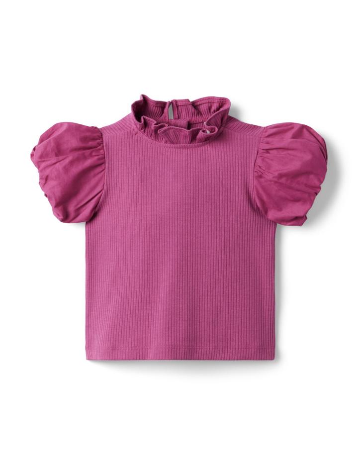 Ribbed Bubble Sleeve Top