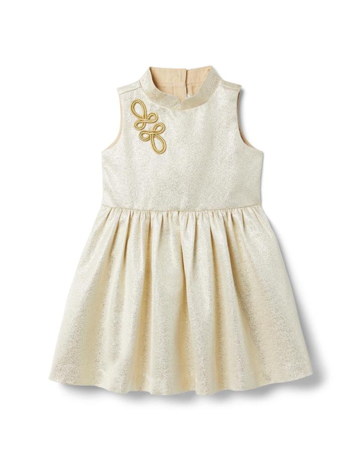 I Am Golden Mandarin Collar Dress