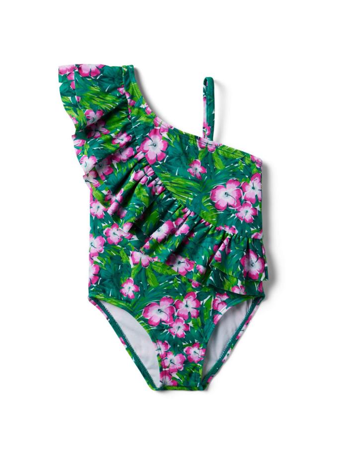 Tropical Floral Cold Shoulder Recycled Swimsuit