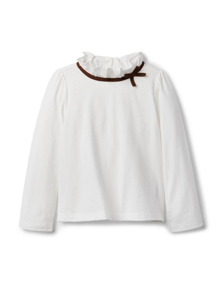 Ruffle Collar Bow Jersey Top