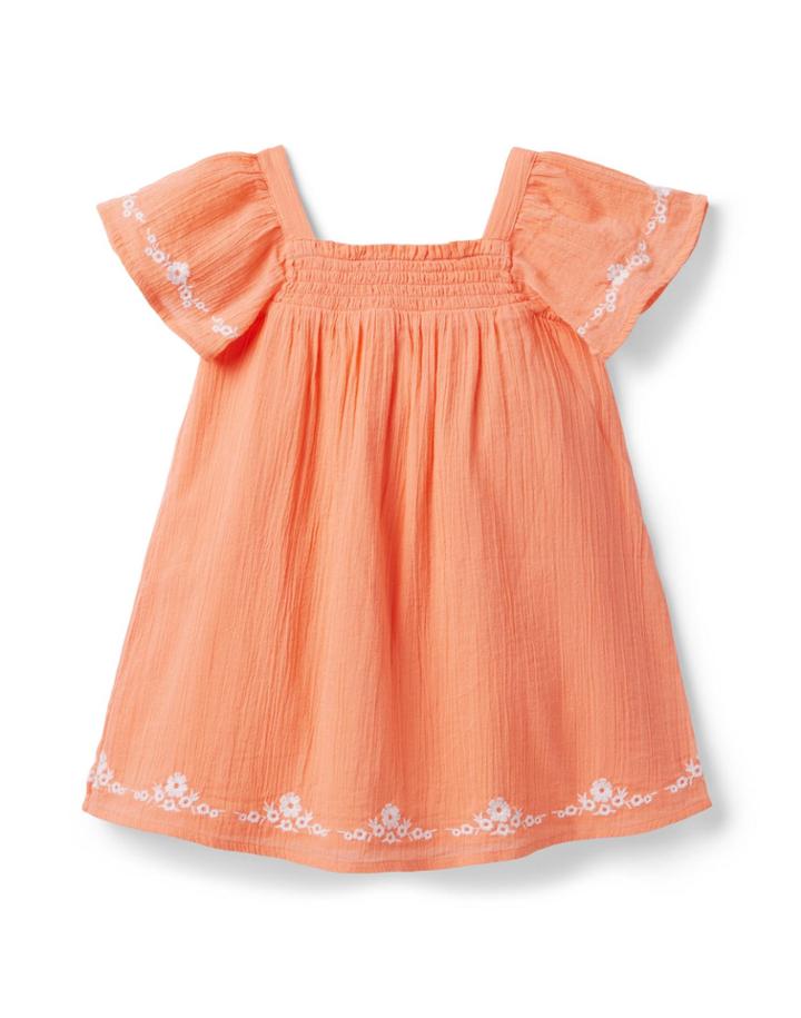 Embroidered Gauze Tunic Dress