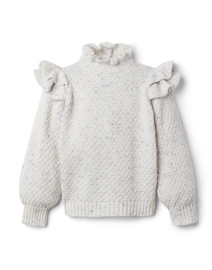 Marled Ruffle Shoulder Sweater