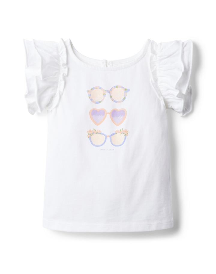 Sunglasses Ruffle Sleeve Jersey Top
