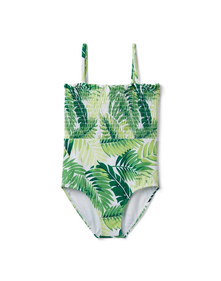 Palm Leaf Smocked Swimsuit