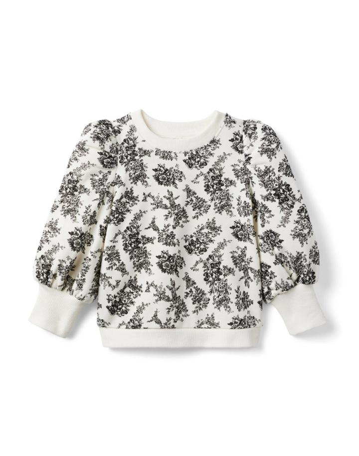 Floral Toile Puff Sleeve Sweatshirt