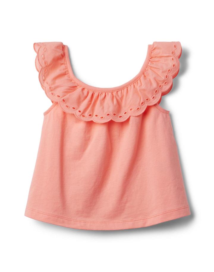 Scalloped Eyelet Jersey Top