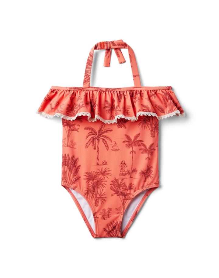 Disney Moana Palm Toile Cold Shoulder Swimsuit