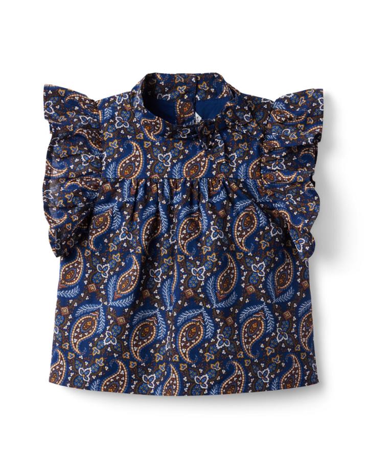 Paisley Ruffle Sleeve Top