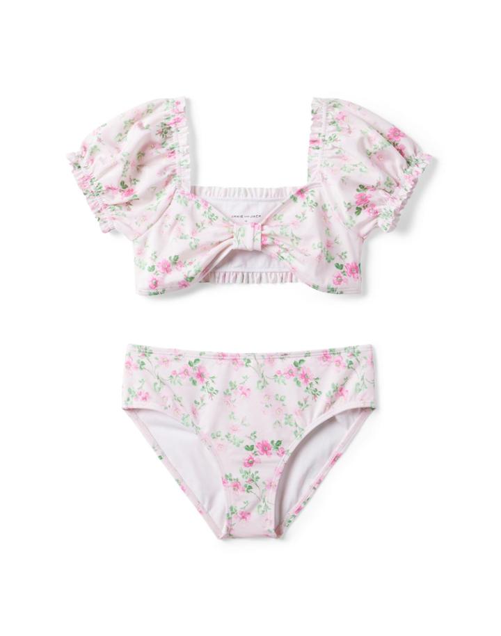 Floral Puff Sleeve Recycled 2-piece Swimsuit