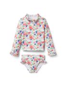 Floral Ruffle Rash Guard Set