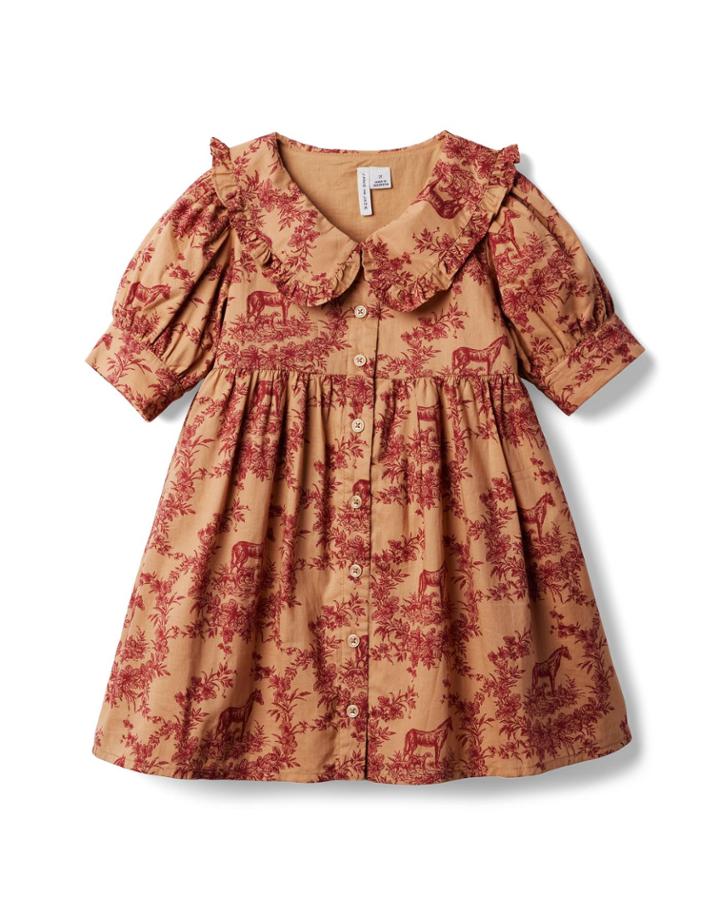 Floral Equestrian Ruffle Collar Dress