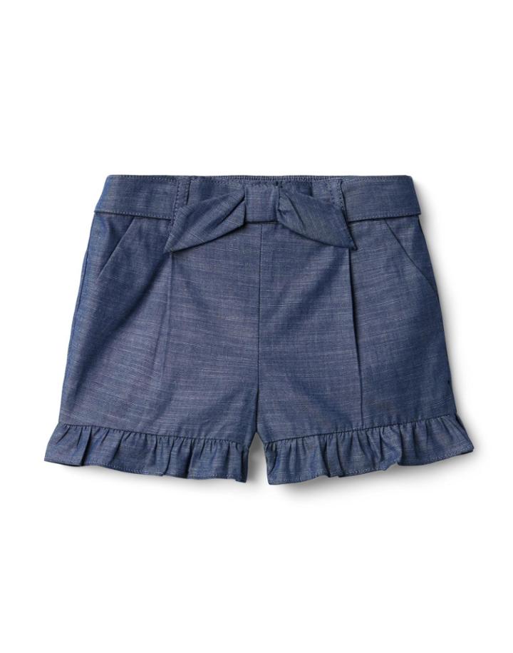 Chambray Ruffle Hem Short