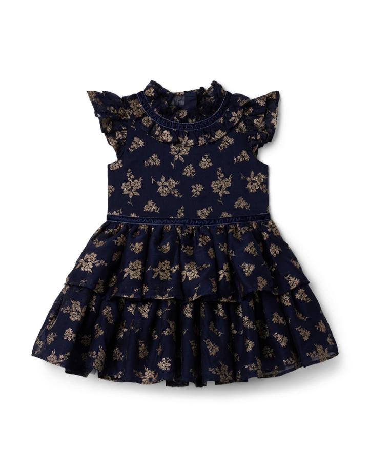 Glitter Floral Chiffon Dress