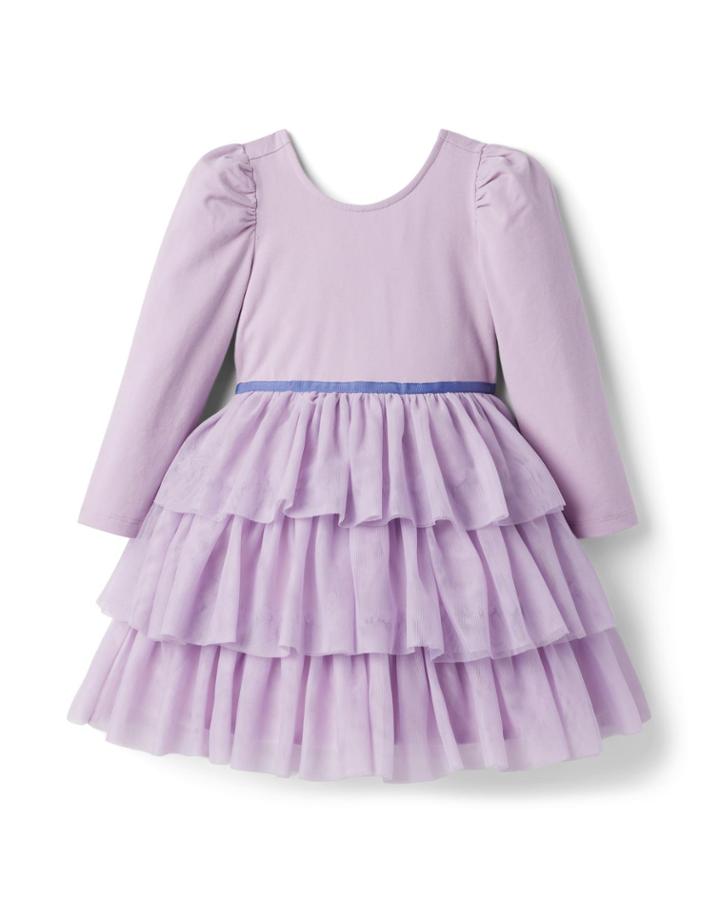 Tiered Tulle Puff Sleeve Dress