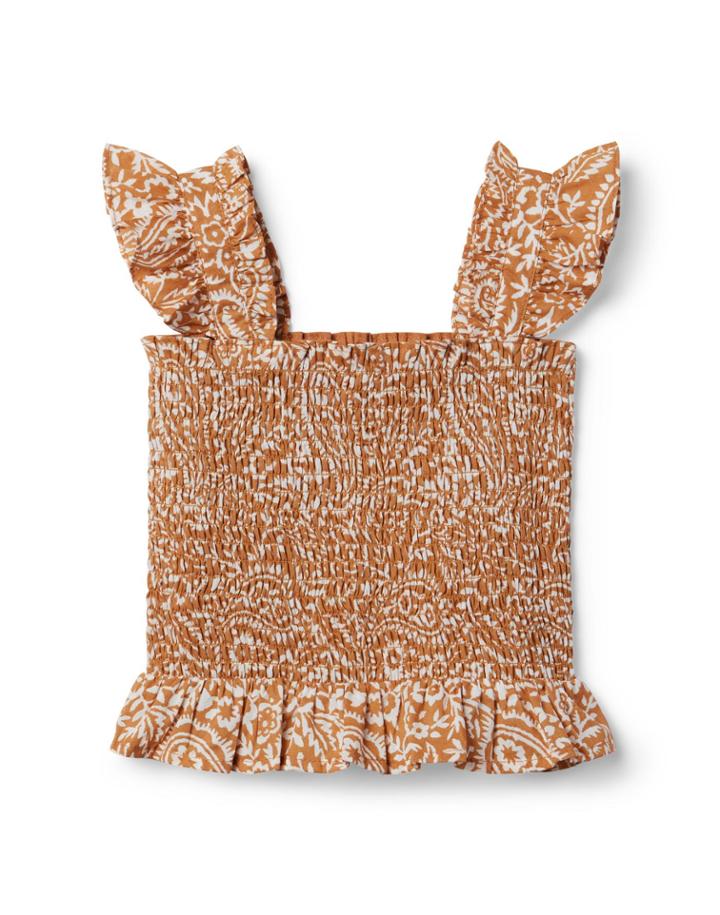 Floral Paisley Smocked Cropped Top