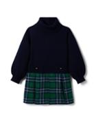 Plaid Drop Waist Turtleneck Sweater Dress