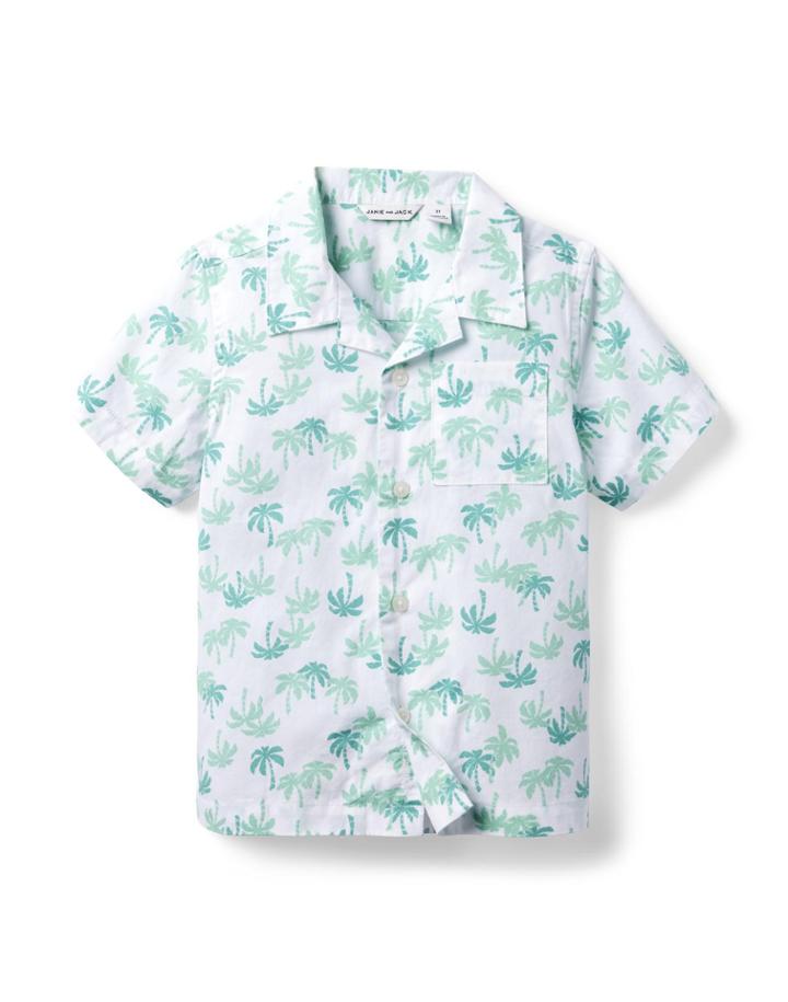 Palm Tree Poplin Cabana Shirt