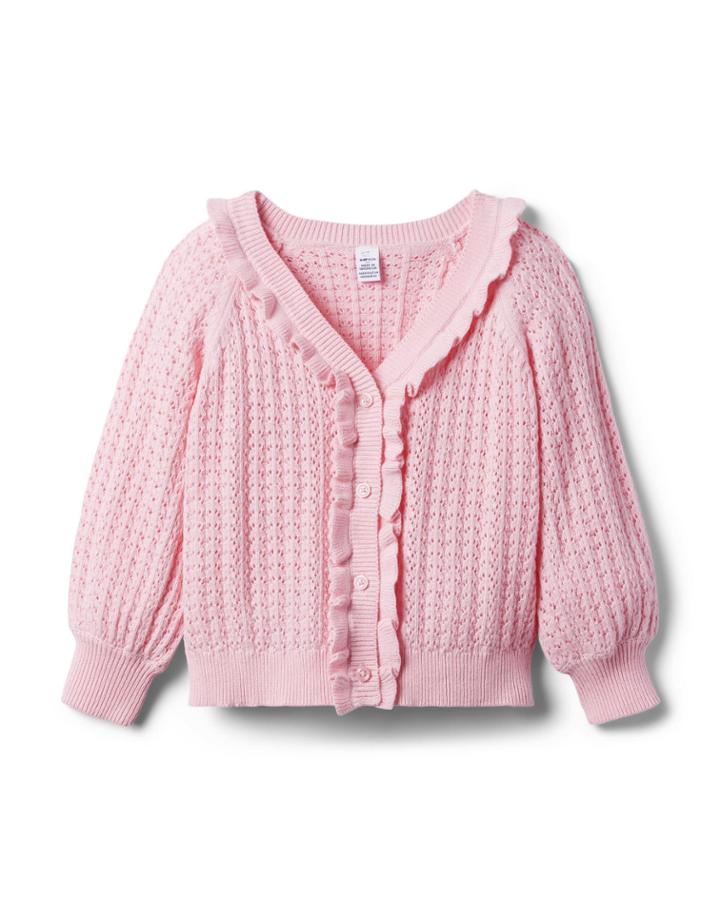 Pointelle Ruffle Cardigan
