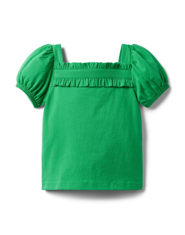 Puff Sleeve Ruffle Jersey Top