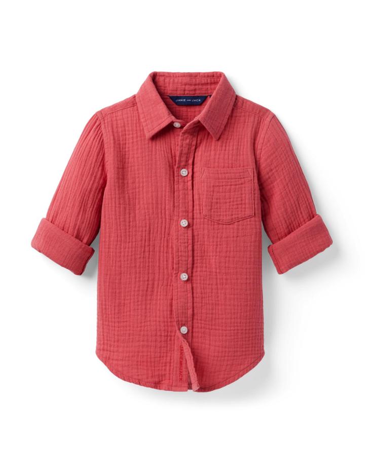 Gauze Roll-cuff Shirt