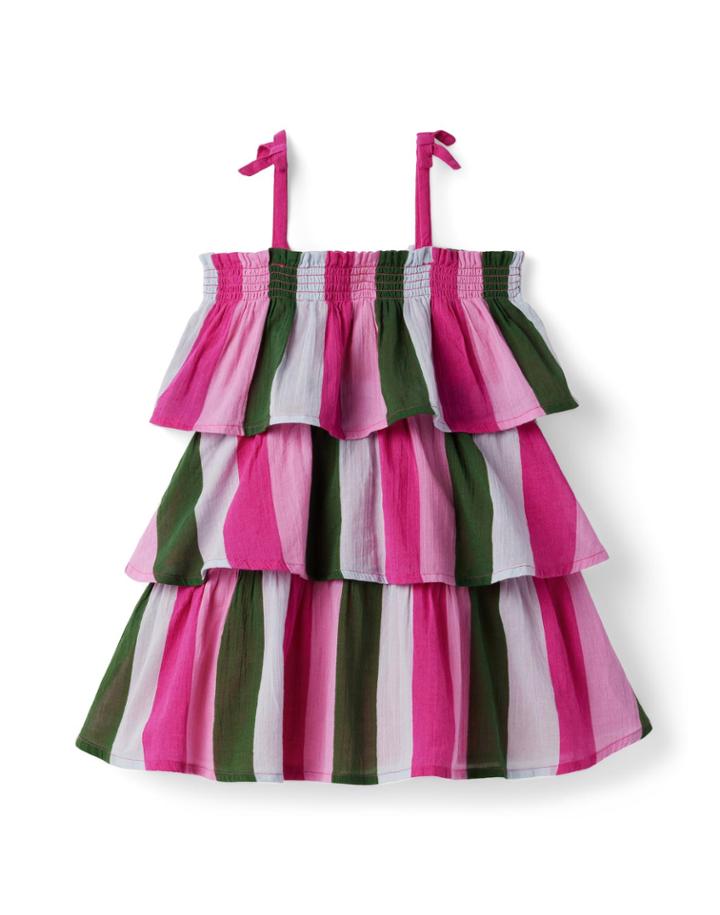 Striped Gauze Tiered Ruffle Sundress