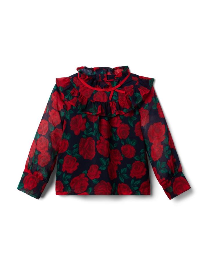 Rose Ruffle Chiffon Top
