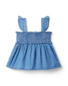 The Emily Chambray Smocked Top