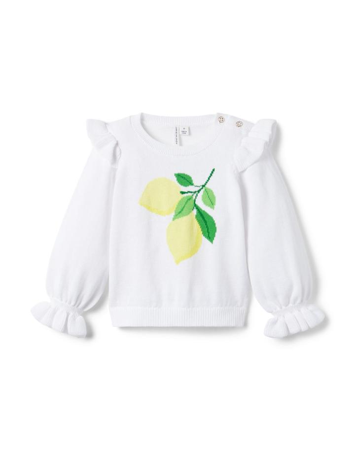 Lemon Ruffle Sleeve Sweater