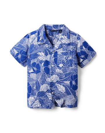 Tropical Leaf Linen Cabana Shirt