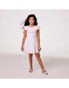Embroidered Scalloped Ruffle Dress