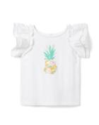 Floral Pineapple Ruffle Sleeve Top
