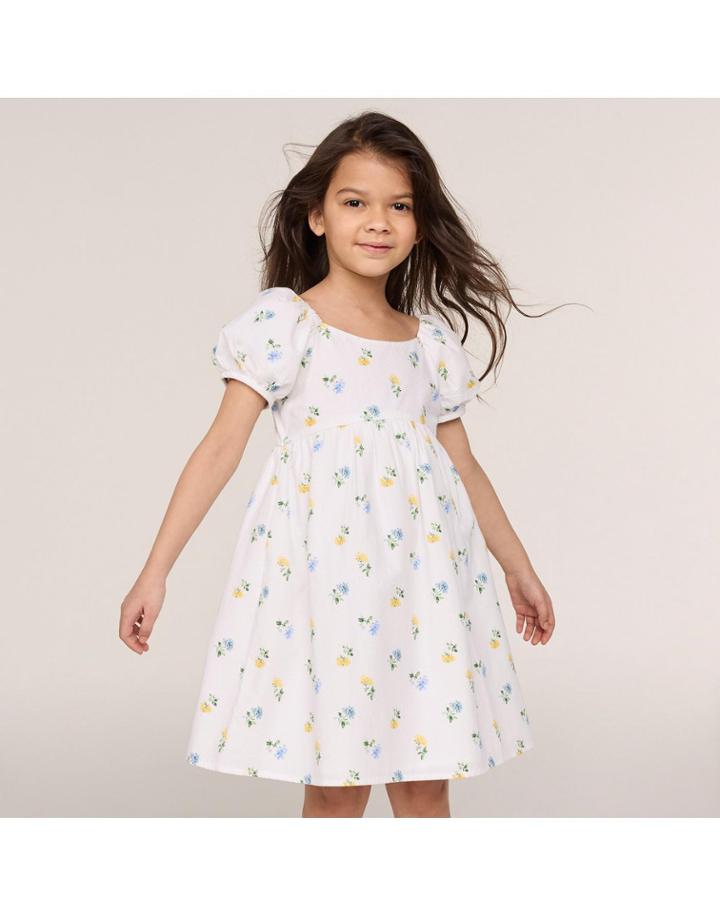 Floral Seersucker Puff Sleeve Dress