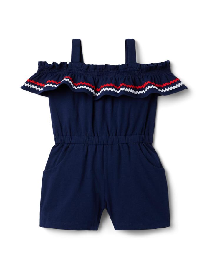 Ric Rac Trim Cold Shoulder Romper