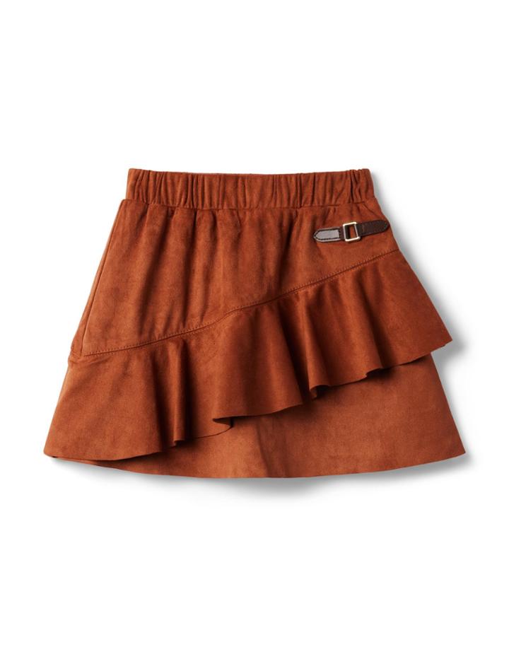 Faux Suede Ruffle Skirt