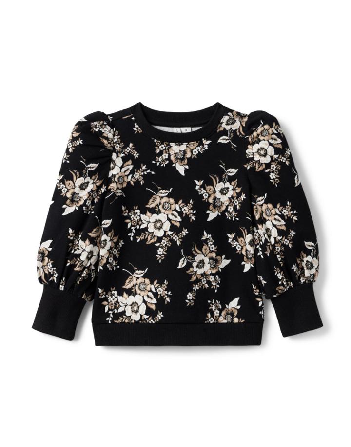 Floral Puff Sleeve French Terry Sweatshirt